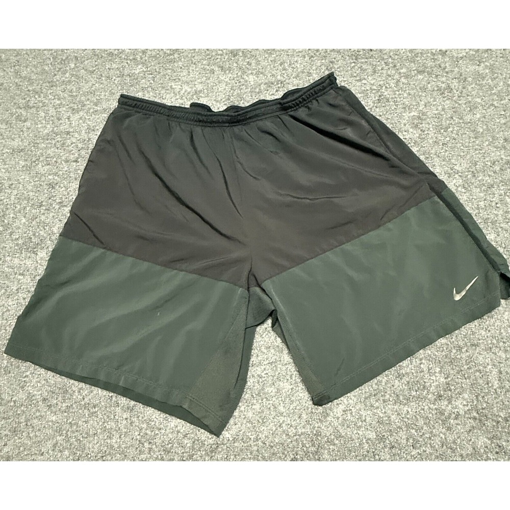 Nike Running Shorts Mens XXL 2XL Black Gray Dri-Fit 8" Brief Lined 642813-010